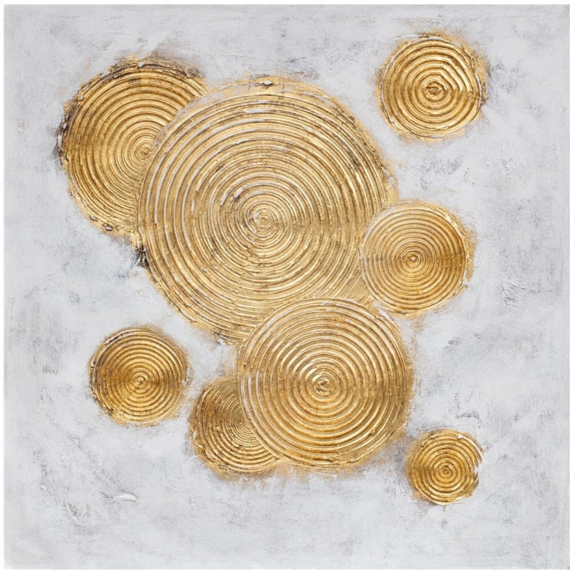 Pikturë dekorative FESTOS, kanavacë, ngjyrë ari dhe e bardhë, 82x82x5cm