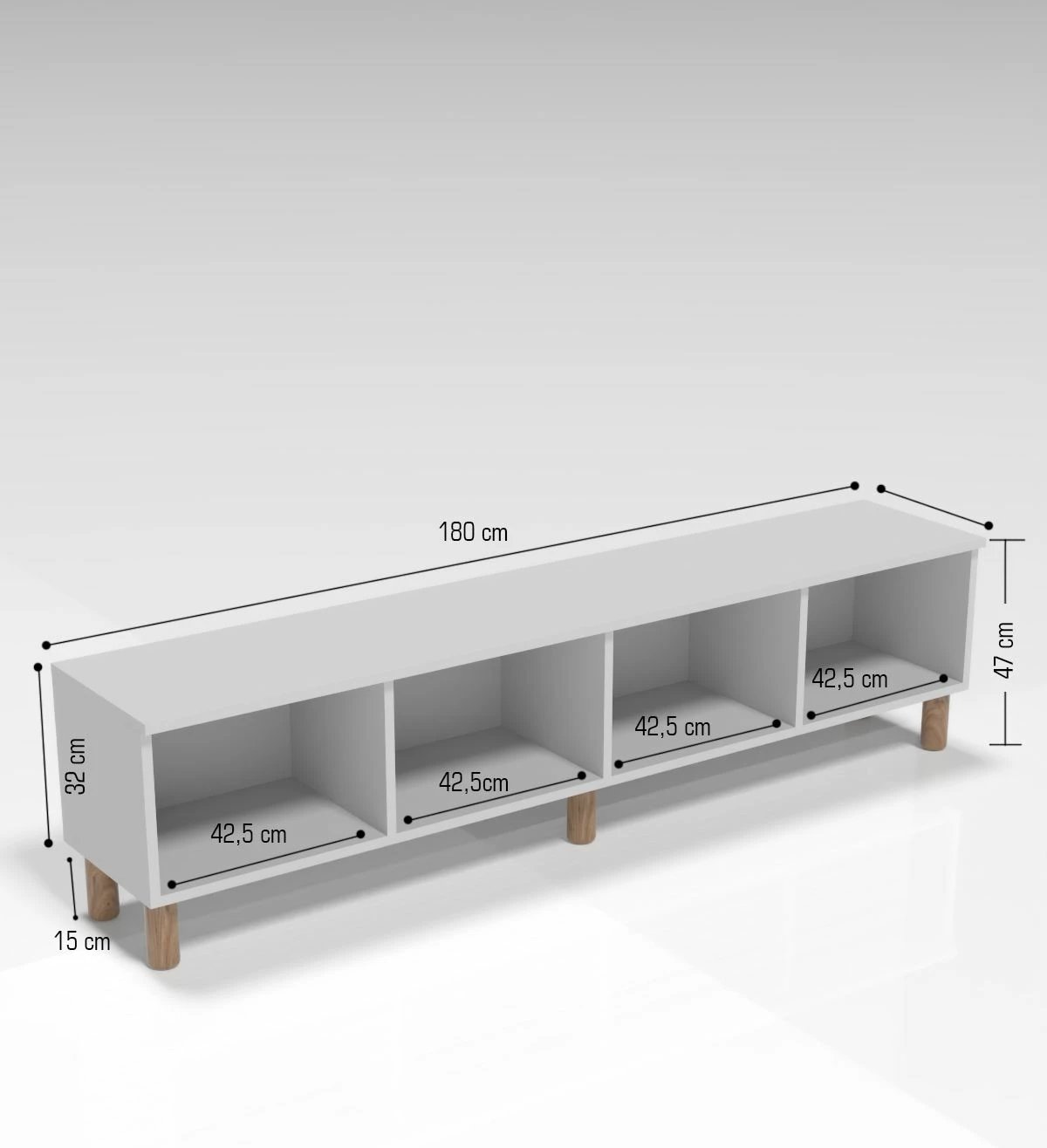 Komodë TV Skye Decor, ngjyrë Atlantic Pine dhe e bardhë, 180x47x35cm