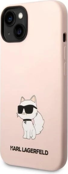 Mbështjellës Karl Lagerfeld KLHCP14MSNCHBCP për iPhone 14 Plus 6.7", silikon, rozë