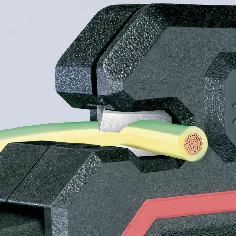 Mjet zhveshës kabllosh Knipex KP-1262180, automatik, me prerës, zi/kuqe