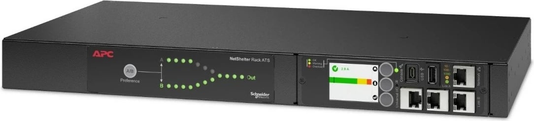 Switch burimi energjie rack APC AP4423A, 230V, 16A, 8x C13, 1x C19, e zezë