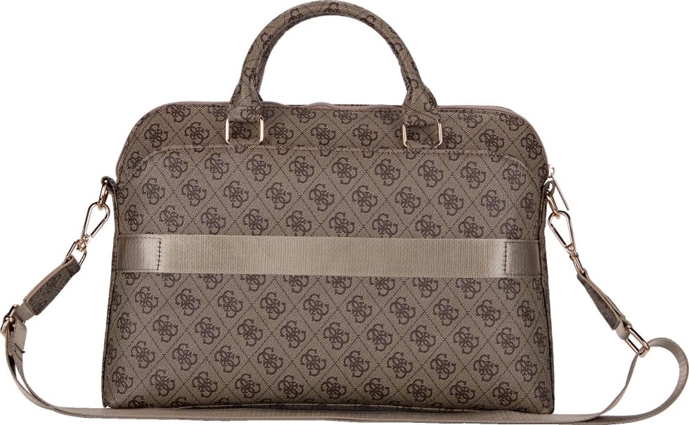 Çantë laptopi Guess 4G Zipper Pocket Triangle Logo, 15", Kafe
