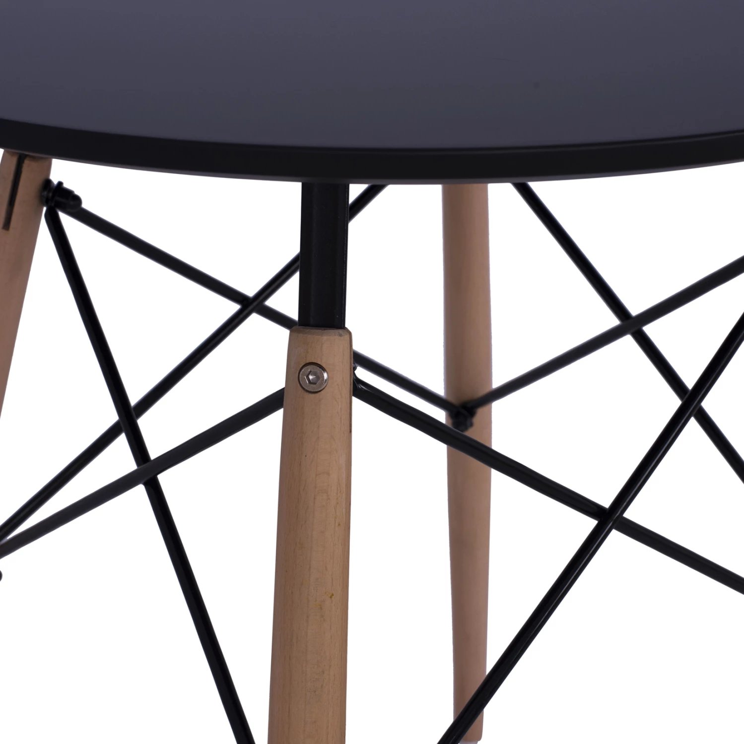 Tavolinë ngrënieje rrethore minimaliste, FH0060.02, sipërfaqe MDF, ngjyrë e zezë, këmbë druri ahu, Φ60x72H cm Tavolinë ngrënieje rrethore minimaliste, FH0060.02, sipërfaqe MDF, ngjyrë e zezë, këmbë druri ahu, Φ60x72H cm