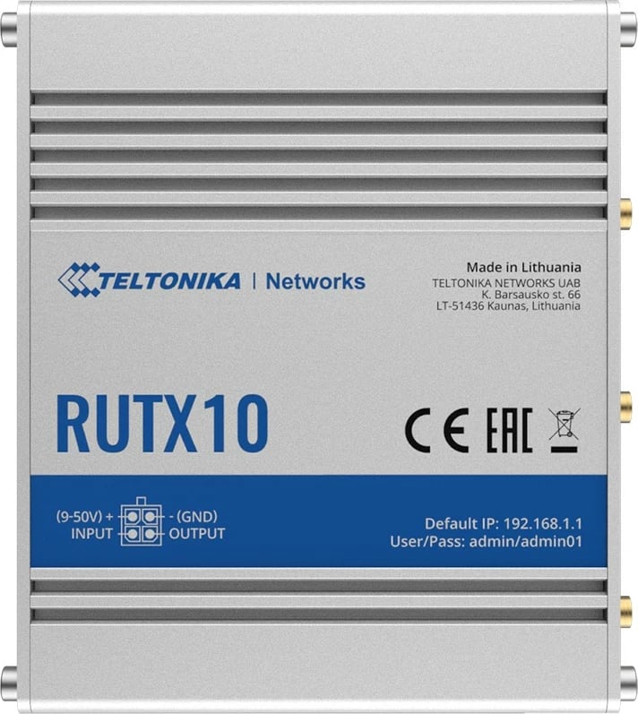 Router TELTONIKA RUTX10, 3xLAN, 1xWAN, BLE, Wi-Fi, Alumini