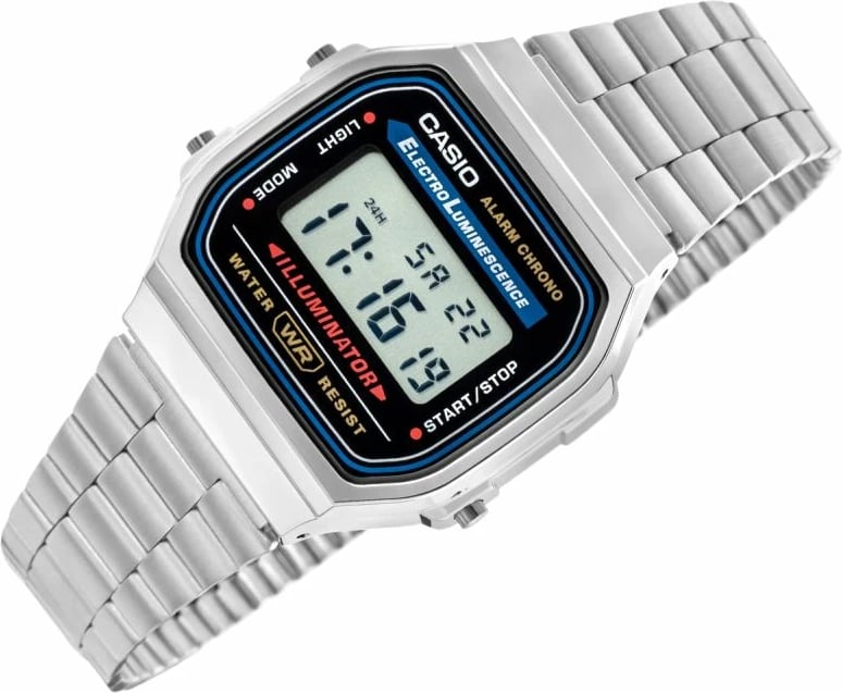 Orë digjitale unisex Casio A168WA, argjend