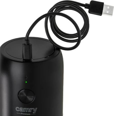 Mulli kafeje pa tela, Camry CR 4302, 25 W, kapacitet 25 g, rikarikues USB-C, gurë qeramike, i zi