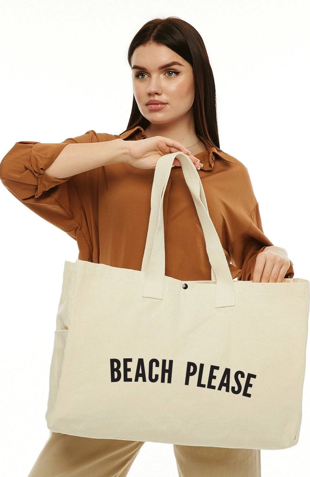 Qese tote Zoozie Bags, krem, 50x36x12cm