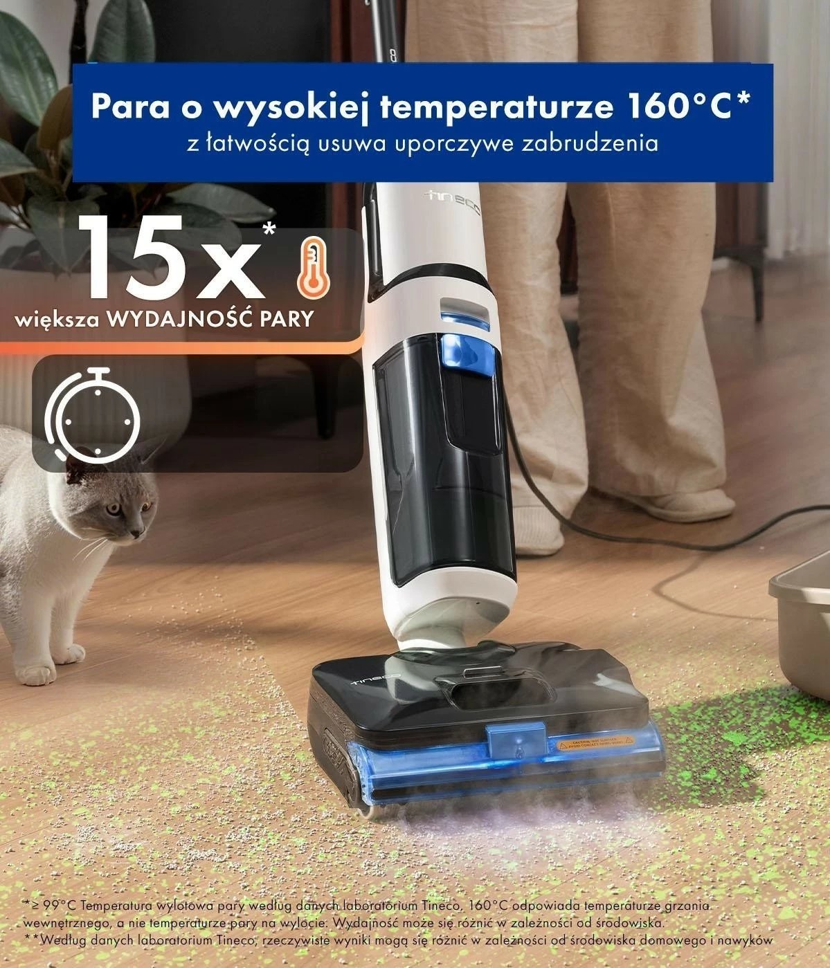 Kasë pastrimi Tineco Floor S6 Stretch Steam Plus, 1000ml, HEPA, e bardhë