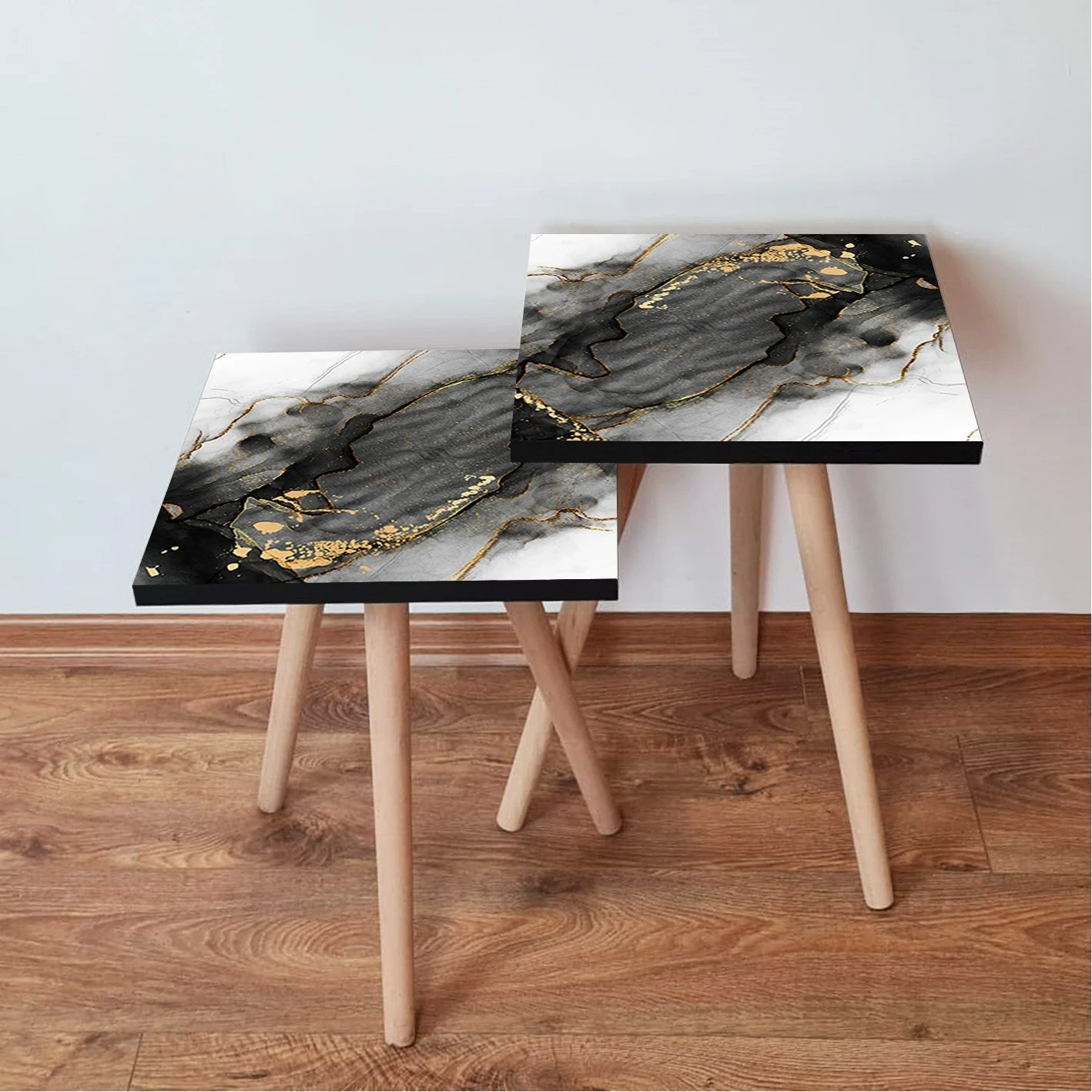 Set tavolinash ndihmëse, 2 copë, Skye Decor, 2Shp391, ngjyrë e zezë