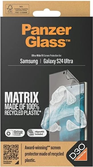 Mbrojtës ekrani PanzerGlass Ultra-Wide Fit me D3O, për Samsung Galaxy S24 Ultra, me aplikator