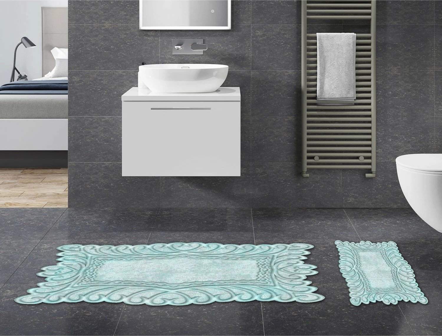 Set tapetash për banjo, ngjyrë kaltër, Mijolnir, 21016115Mv, 2 copë