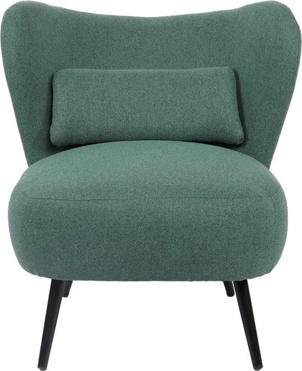 Fotel Nagreta, material tekstili i gjelbër, këmbë metalike të zeza, 77x73x74cm