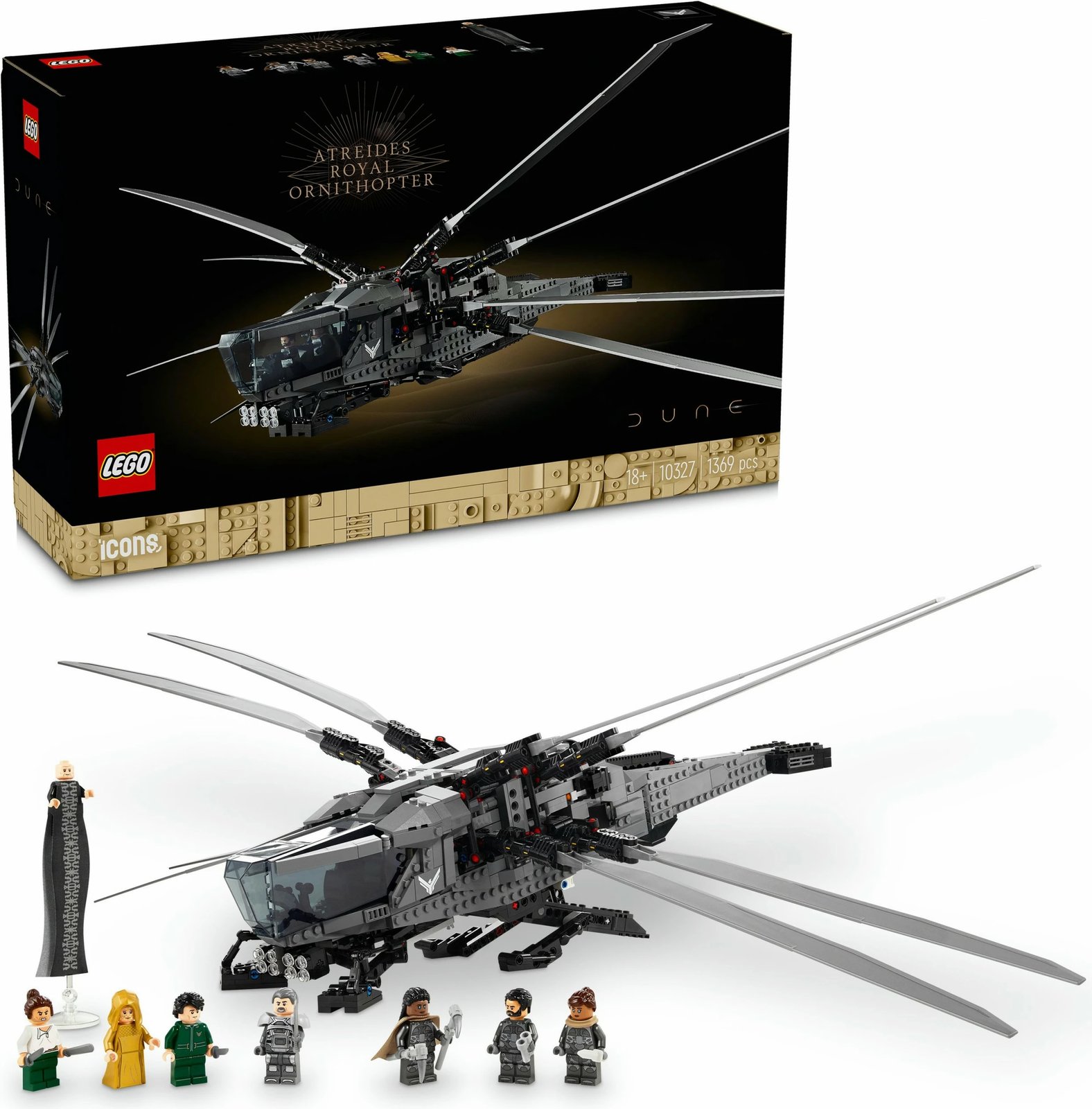Set ndërtimi LEGO Dune Atreides Royal Ornithopter 1369 pjesë, multingjyrësh