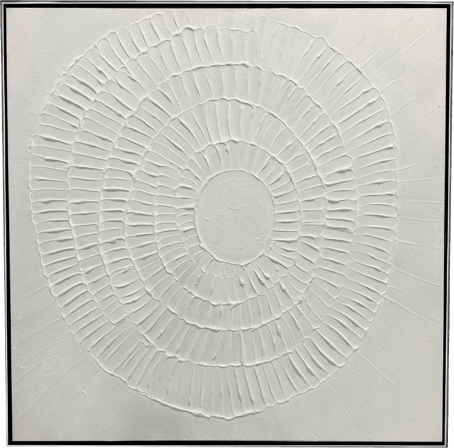 Pikturë dekorative White Fingerprints, kornizë argjendi, 80x80x4cm