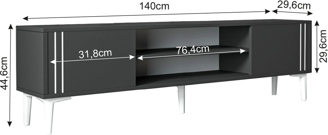 Komodë TV Skye Decor, ngjyrë antracit, 140x44.6x29.6cm