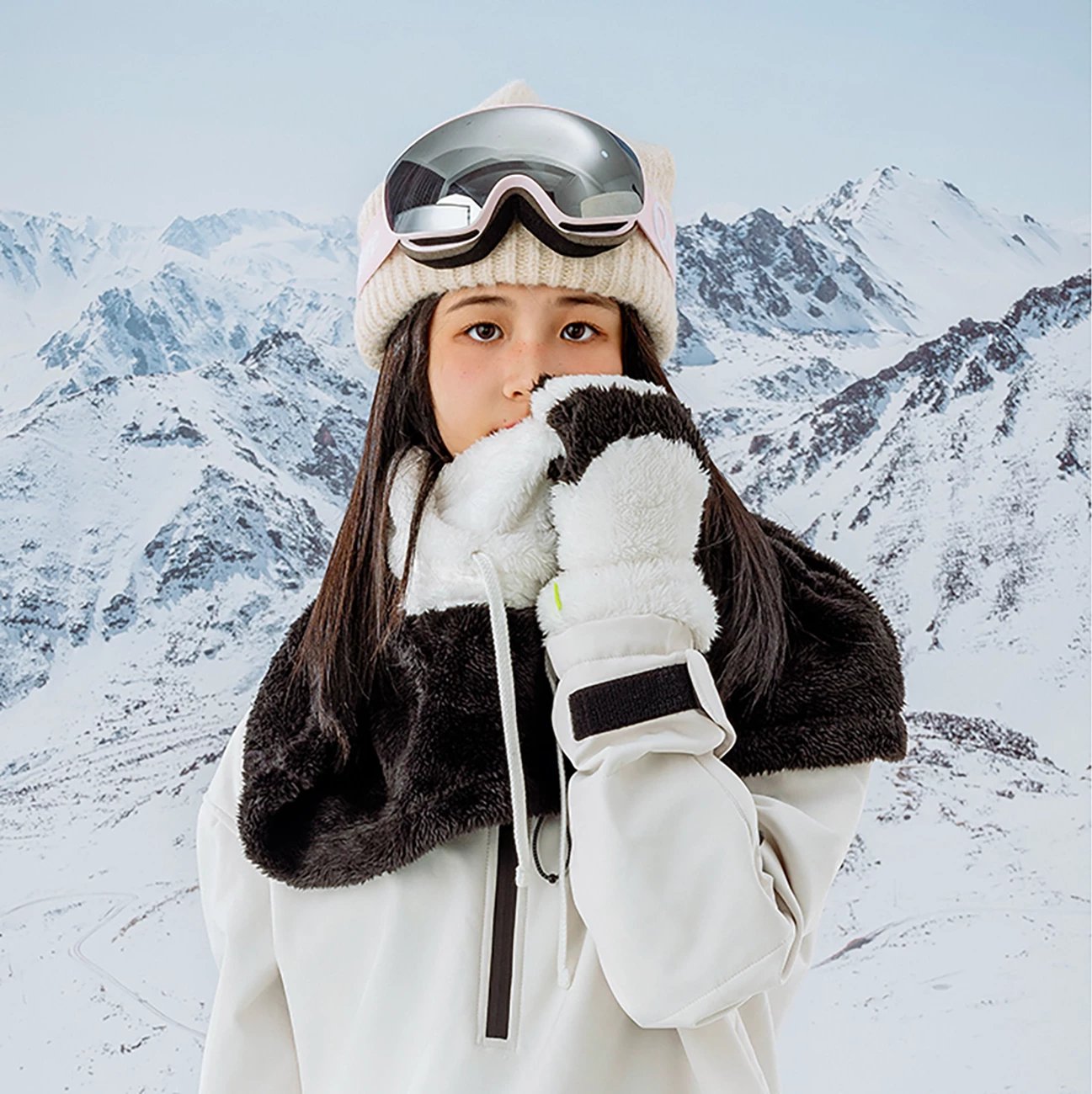 Balaklavë ski Qunature Panda, për fëmijë/të rritur, L, e zezë/e bardhë