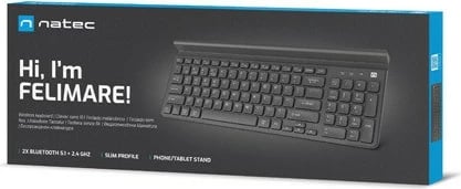 Tastierë wireless Natec Felimare NKL-1973, me mbajtëse për telefon/tablet, e zezë