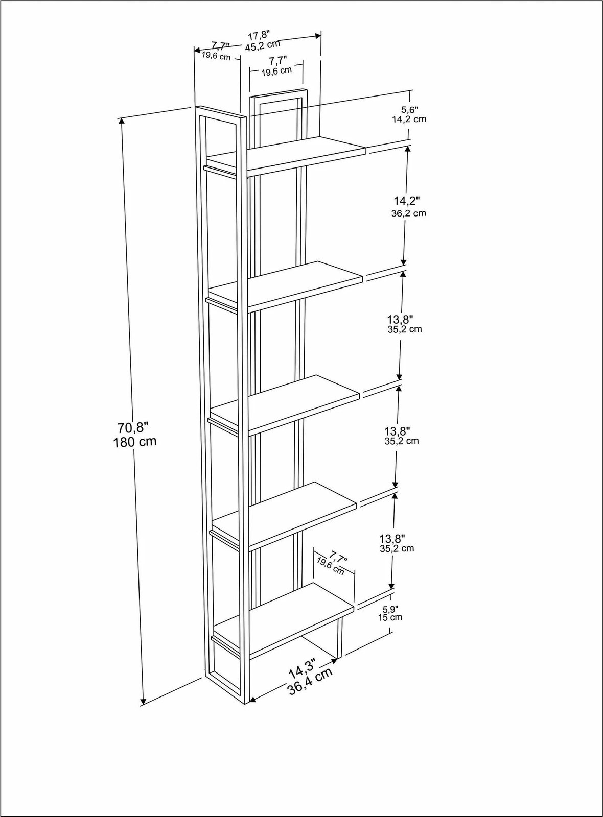 Raft librash Skye Decor Alice, i zi, i gjelbër