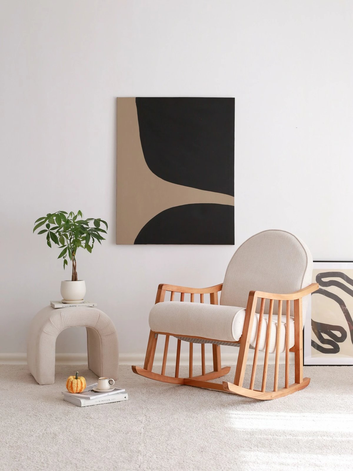 Karrige krahu Klea, kadife korduroj, e bardhë