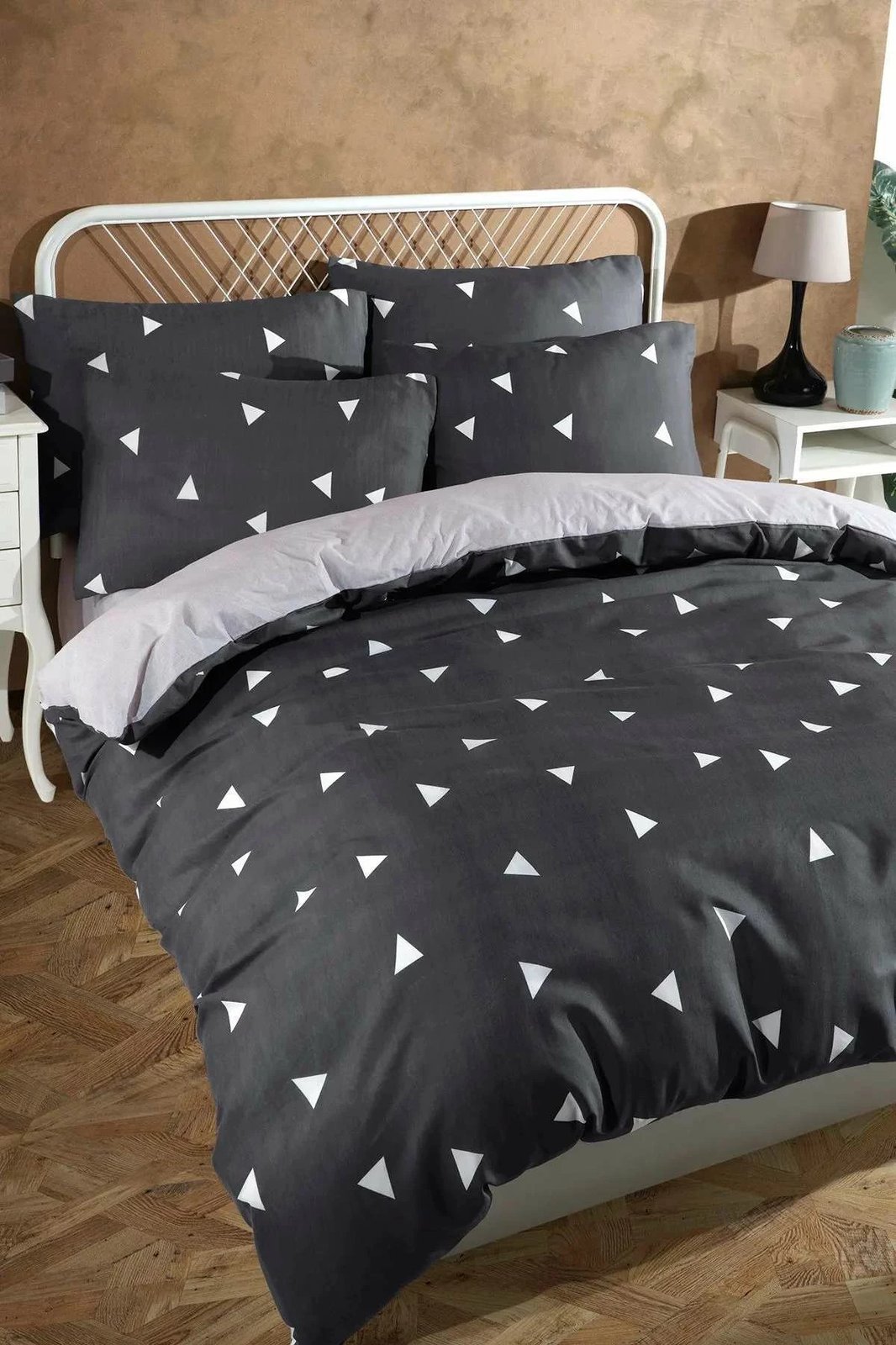 Set mbulesë për jorgan Super King, ngjyrë gri, model geometrik, L'essentiel