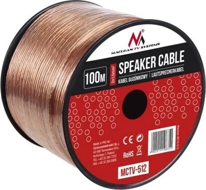 Kabllo altoparlanti Maclean MCTV-512, 100m, Bakër Kabllo altoparlanti Maclean MCTV-512, 100m, Bakër