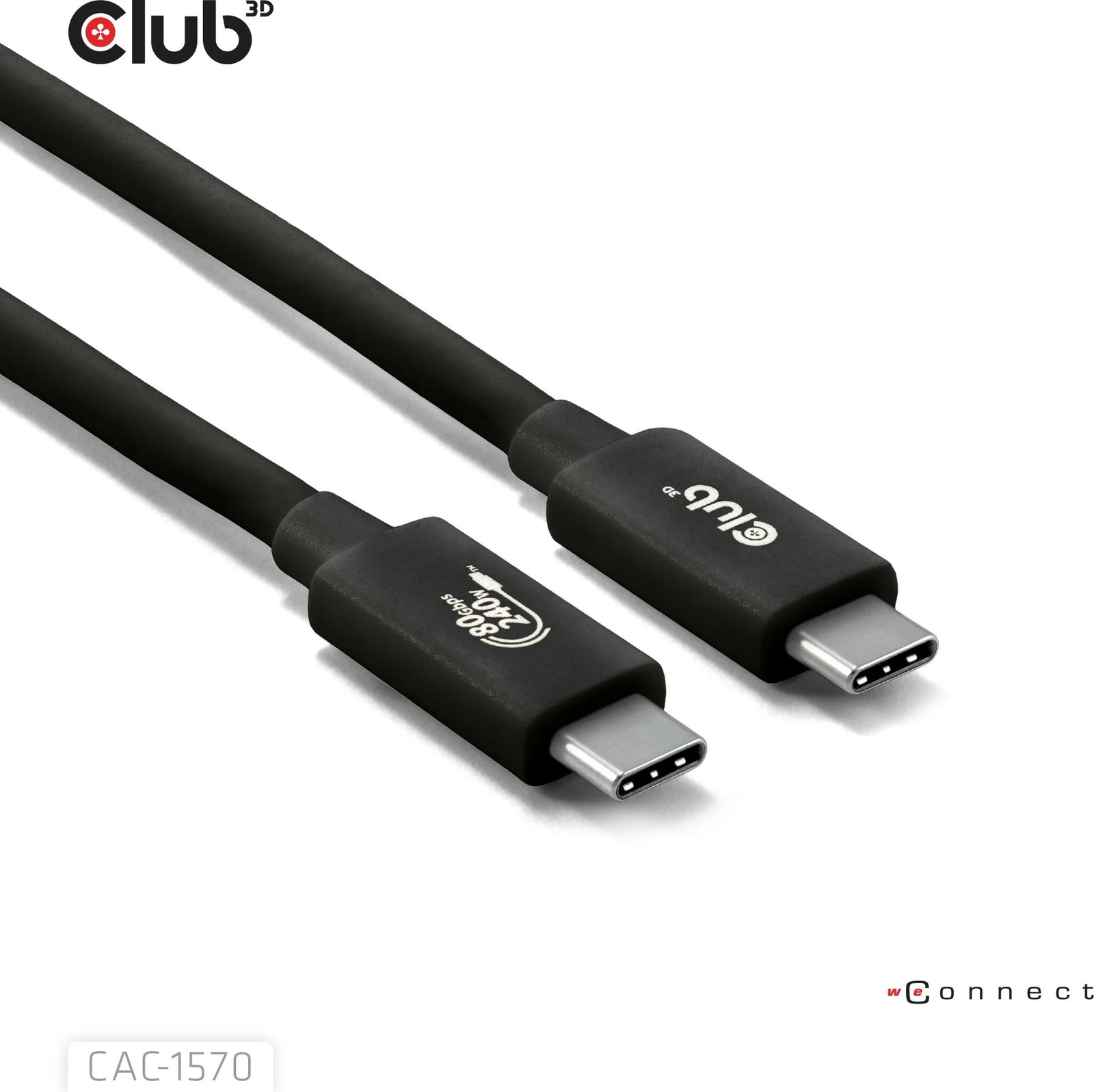 Kabllo USB-C Club3D CAC-1570, 80Gbps, 240W, 8K240Hz, 1.2m, e zezë