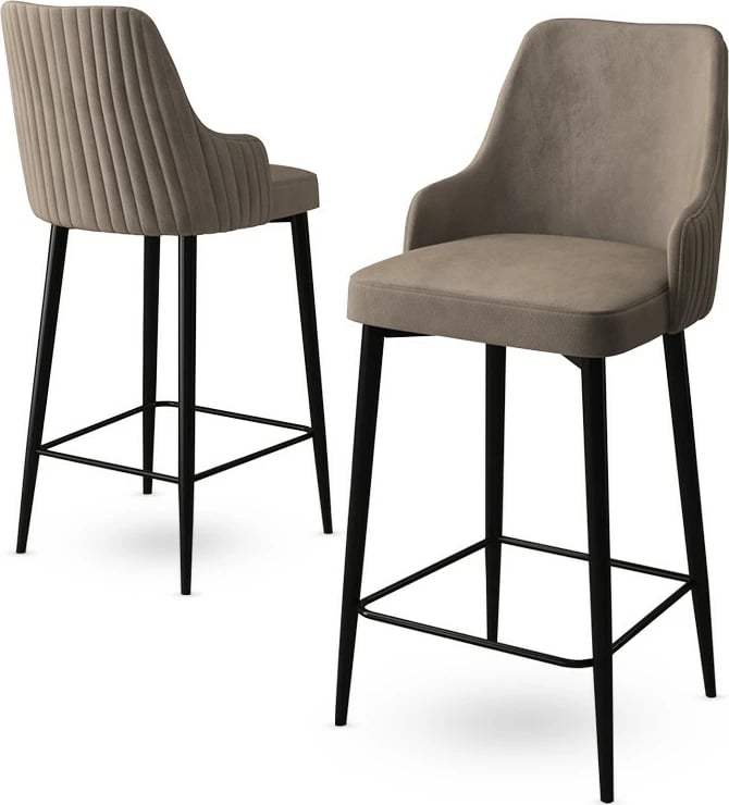 Set karrigesh për bar (4 copë), Hanah Home, Enox - kapuçino, e zezë