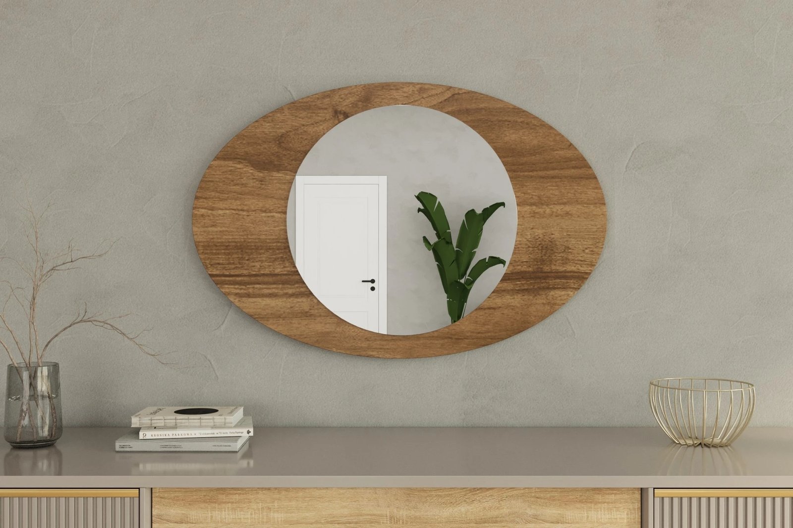 Pasqyrë dekorative, ngjyrë arre, Obble, Skye Decor