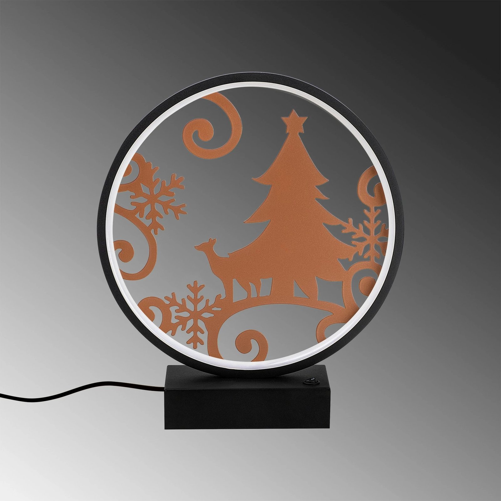 Llambë tavoline dekorative, Opviq, XMAS3, ngjyrë e zezë dhe bakri