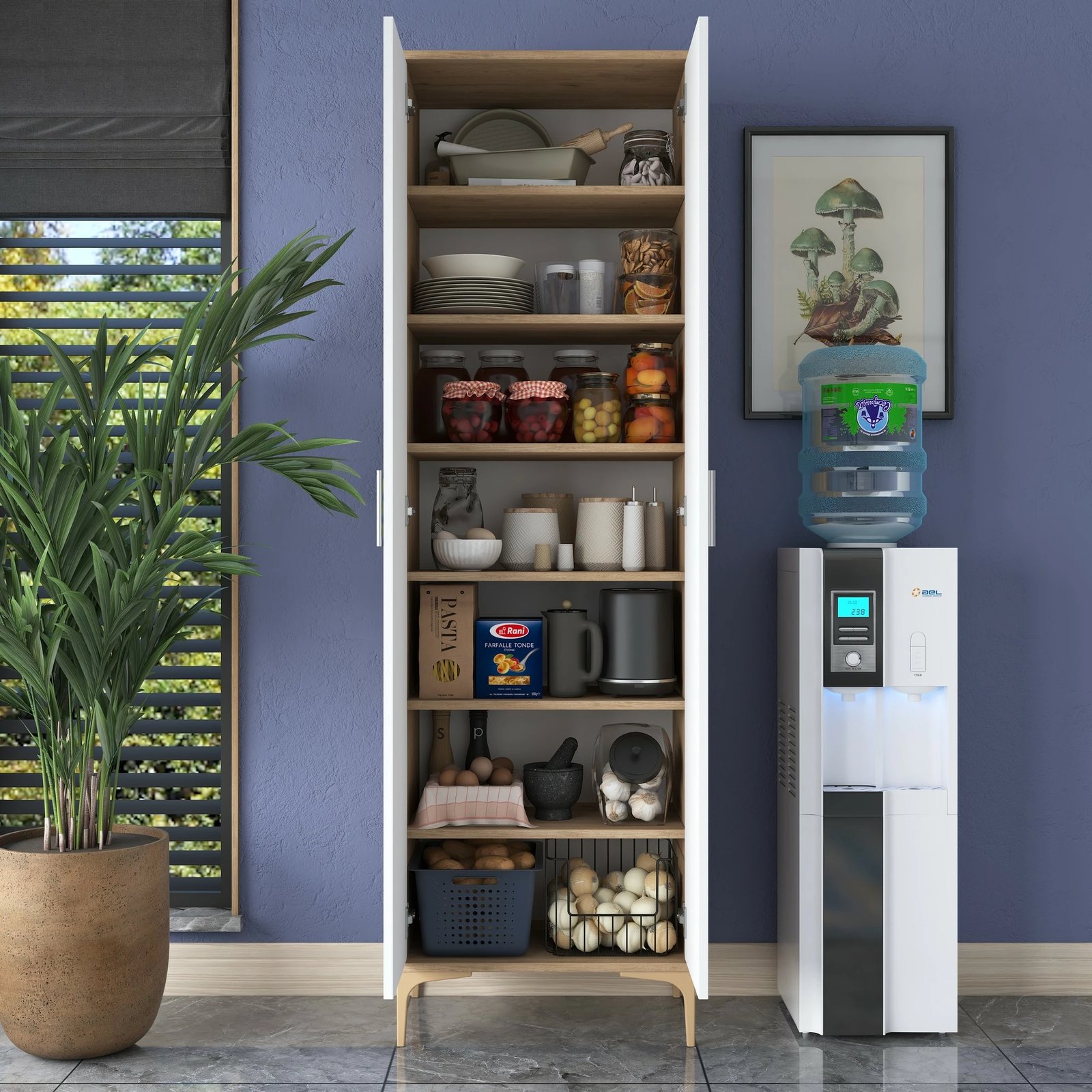 Dollap shumëpërdorimësh, ngjyrë arrë dhe e bardhë, JE102 - 2790