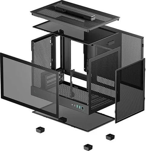 Kasë DeepCool CH160, Mini-ITX, xham i temperuar, SFF, e zezë