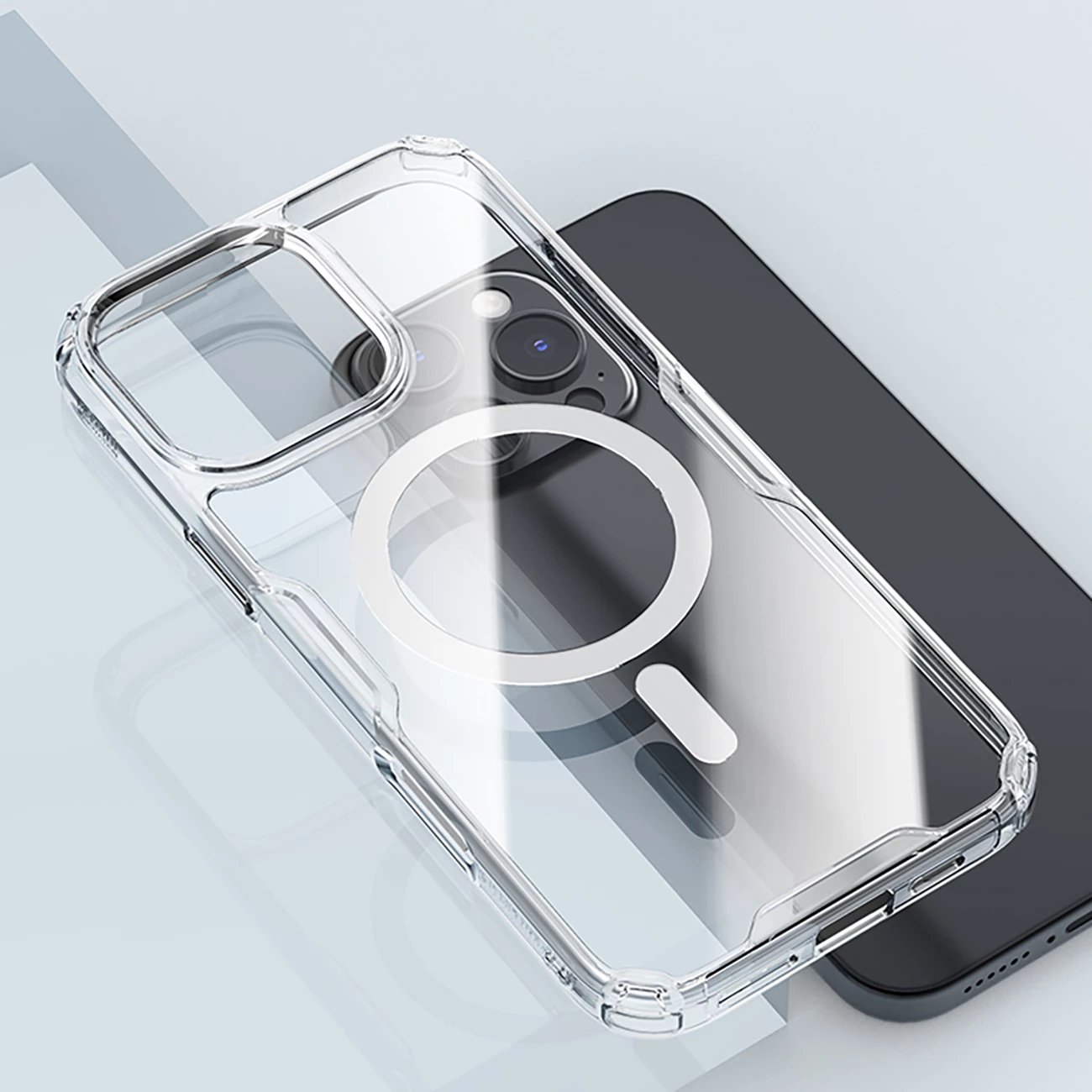 Mbështjellës Nillkin Nature Pro Magnetic për iPhone 16 Pro, MagSafe, Transparent & Bardhë Mbështjellës Nillkin Nature Pro Magnetic për iPhone 16 Pro, MagSafe, Transparent & Bardhë