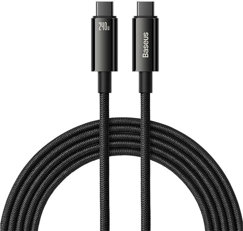 Kabllo USB-C në USB-C Baseus Tungsten Gold, 3m, 240W, e zezë Kabllo USB-C në USB-C Baseus Tungsten Gold, 3m, 240W, e zezë