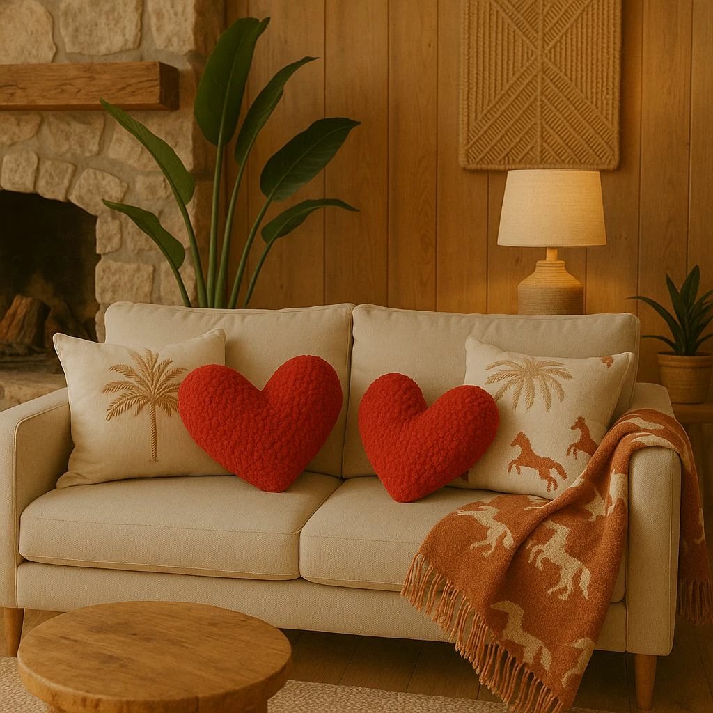 Jastëk dekorativ zemër, Teddy Kalp Big, i kuq, Evila Originals