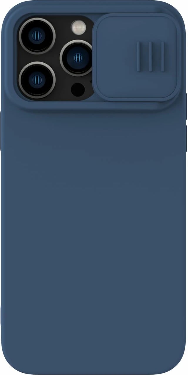 Mbështjellës Nillkin CamShield Silky Silicone për iPhone 14 Pro Max, MagSafe, kapak kamere, Kaltër