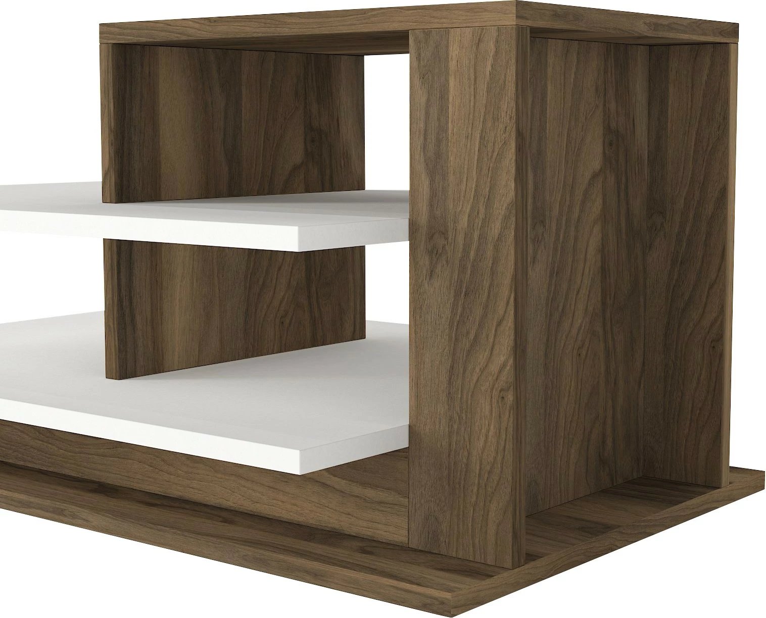 Tavolinë e ulët Skye Decor, Venüs, e bardhë dhe arre