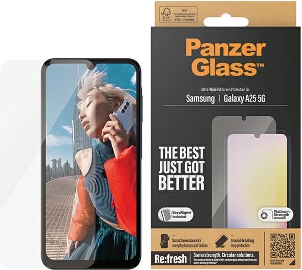 Mbrojtës ekrani PanzerGlass Ultra-Wide Fit për Samsung Galaxy A25 5G, xham i temperuar