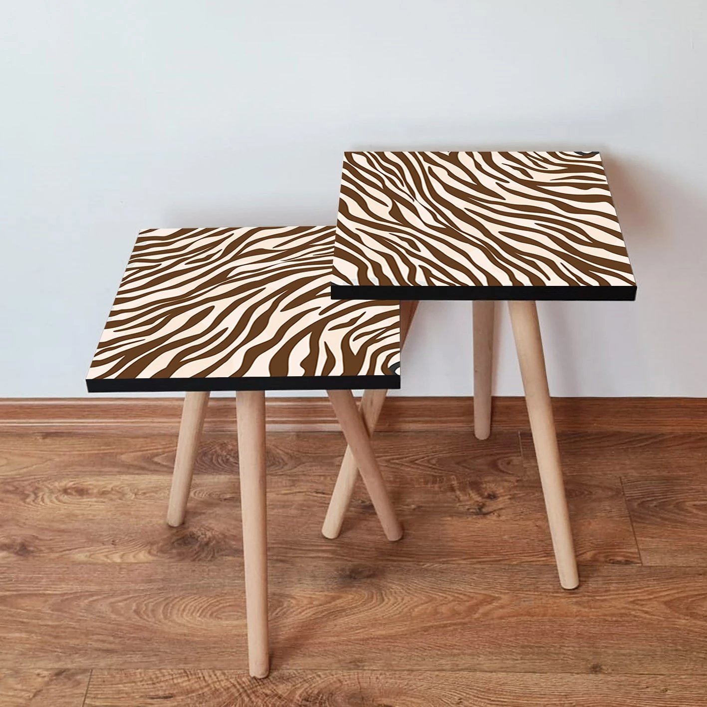 Set tavolinash të mbivendosura, Skye Decor, 2 copë, kafe-bardhë, 2Shp150