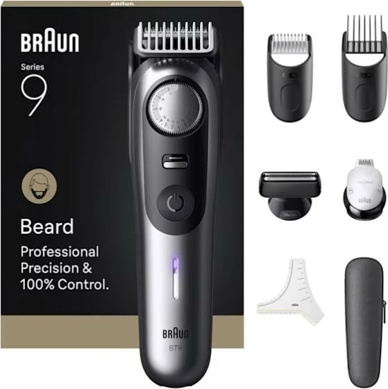 Makinë rroje Braun Series 9 BT9520, 7 aksesorë, Wet & Dry, bateri Li-Ion, ngjyrë e zezë/gri