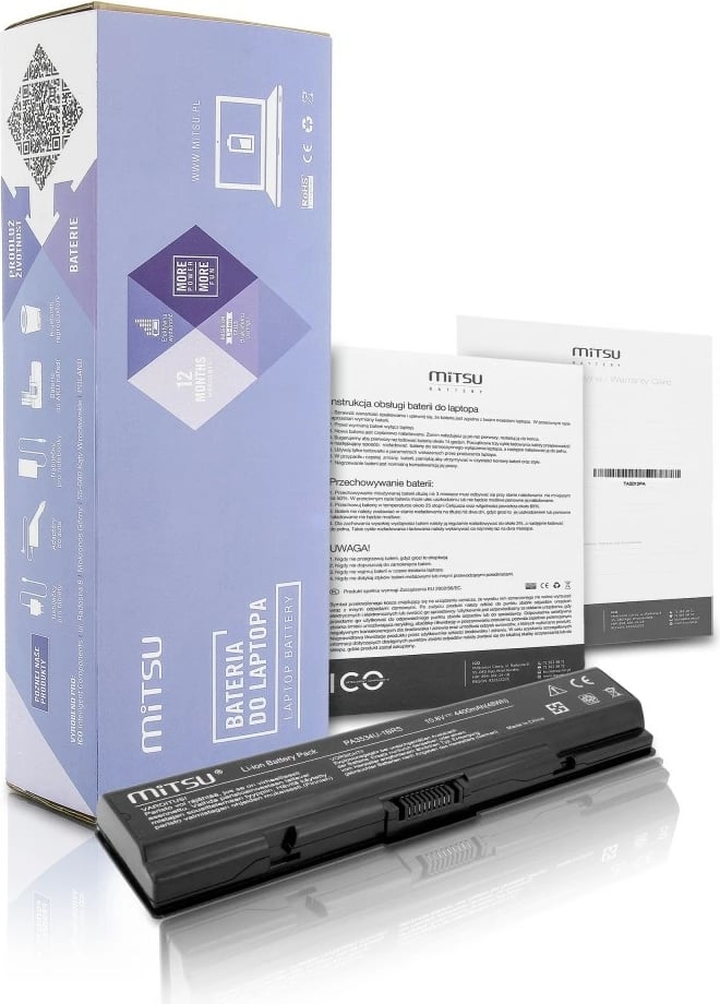 Bateri Mitsu BC/TO-A200 për Toshiba A200, A300, 4400 mAh, 10.8-11.1V, e zezë