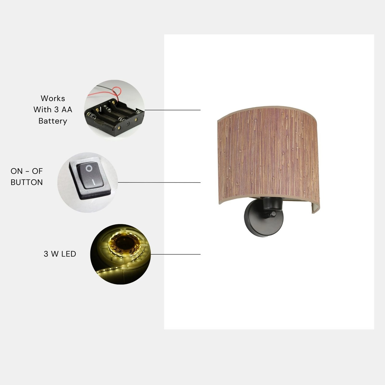 Llambë muri Opviq, bambu, rozë, 8853-6P