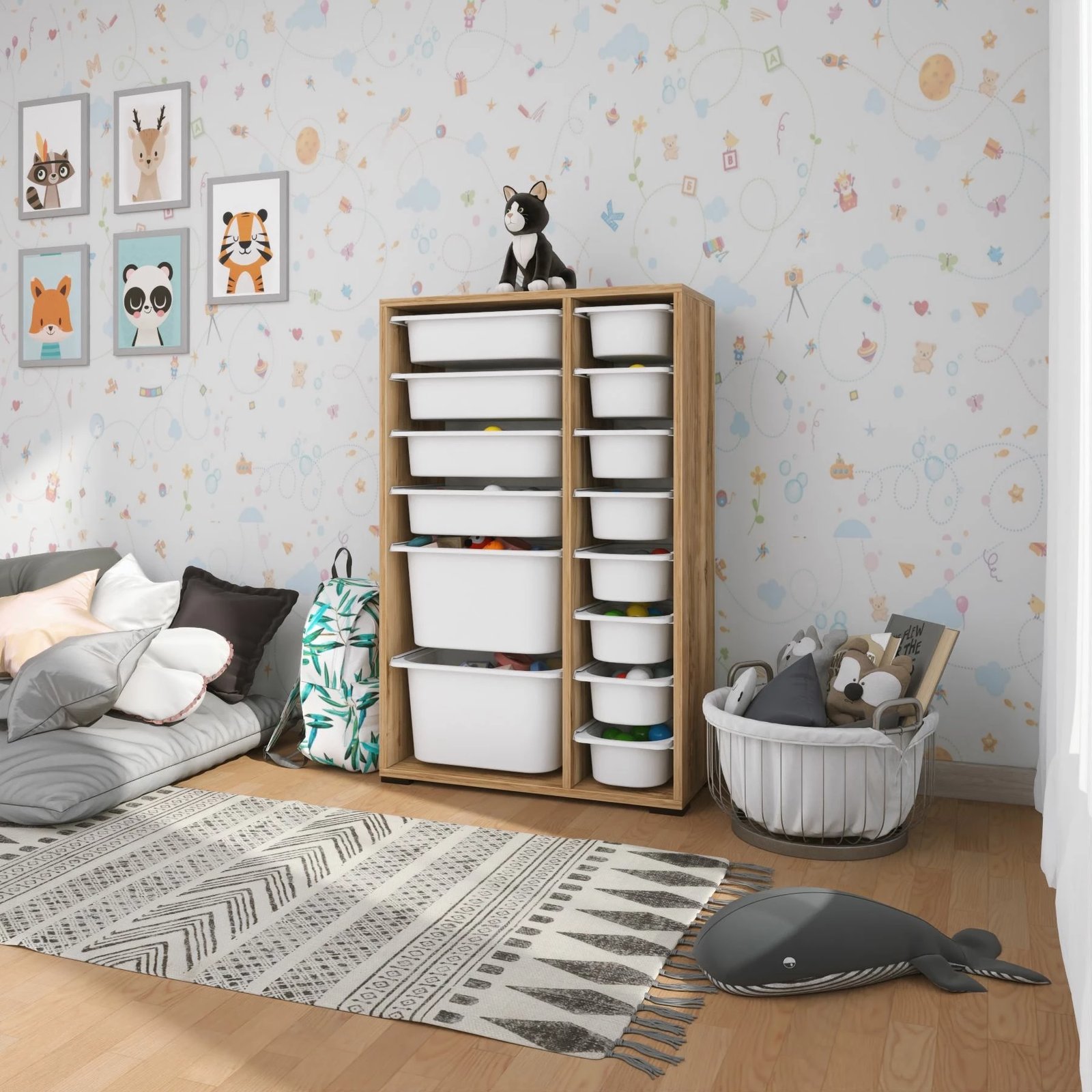 Dollap multifunksional Hanah Home, Rine 2D4K8U, ngjyrë arre dhe e bardhë
