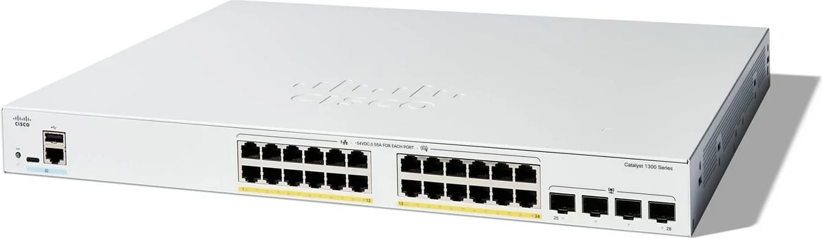 Switch Cisco Catalyst 1300-24FP-4G, 24 Port GE, PoE, 4x1GE SFP
