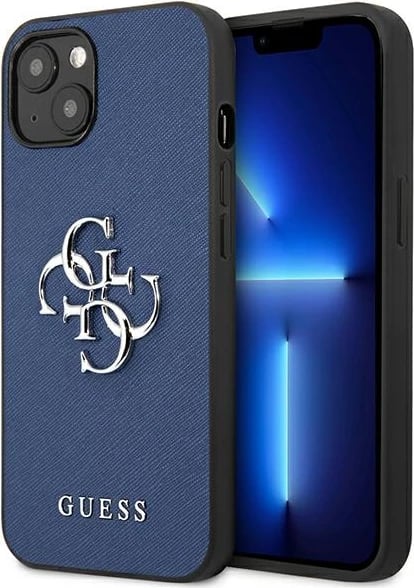 Mbështjellës Guess Saffiano 4G Metal Logo për iPhone 13 mini, Kaltër