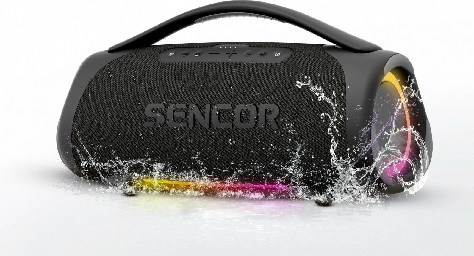 Altoparlant Bluetooth portabël, Sencor Resonex MEGA, 190W (130W me bateri), IPX7, TWS deri 99 njësi, 22500mAh, Bluetooth 5.3, LED, e zezë