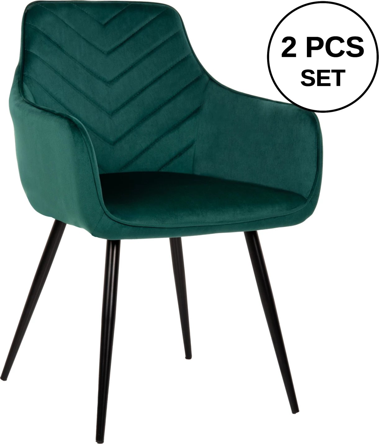 Karrige Latrell, ngjyrë selvi, kadife, këmbë metalike të zeza, 55x57x84H cm., set prej 2 copë