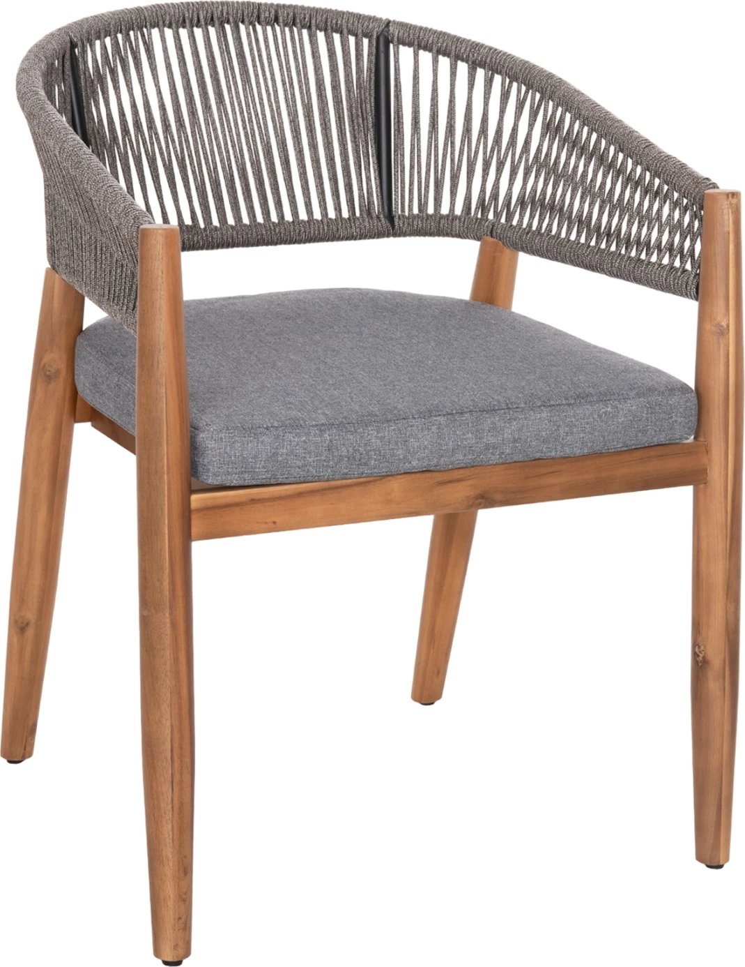 Karrige për tavolinë terase NAVAN FH6135.01 dru akacie natyrale-litar najloni gri 59x58x76Hcm., set prej 4 copë