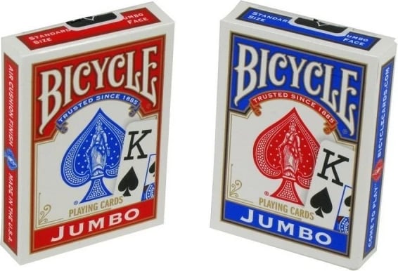 Letra loje Bicycle Rider Back International Jumbo, poker size, 55 copë, kuqe ose kaltër