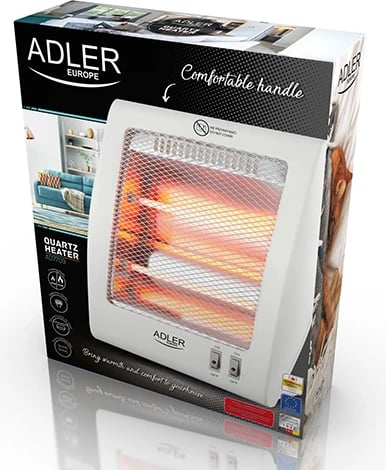 Ngrohës kuarc, Adler AD 7709, 800W, 2 nivele, mbrojtje përmbysjeje, i bardhë