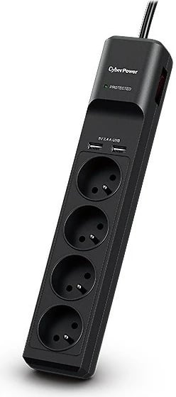 Prizë mbrojtëse CyberPower P0420SUD0-FR, 4xFR, 2xUSB, 1.8m, e zezë